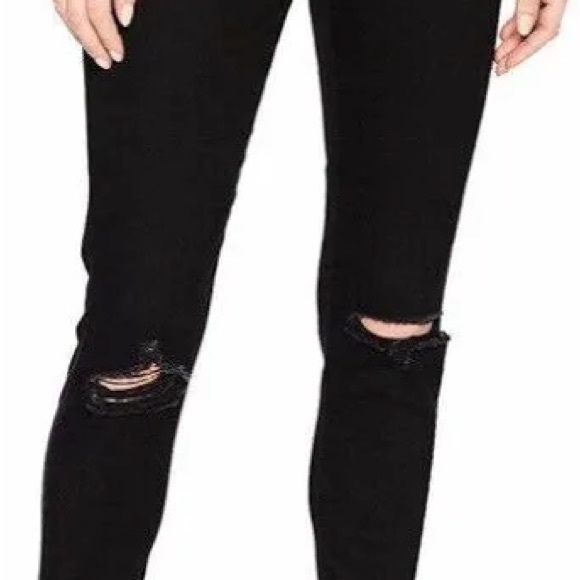 Levi’s Wedgie Skinny Black Raw Hem Distressed Jeans Knee Rip - Picture 8 of 12